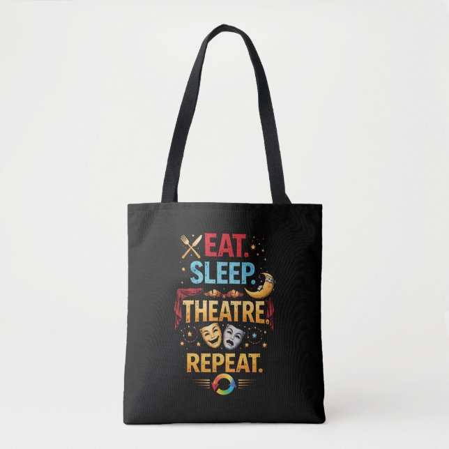 Tote Bag Manger, Dormir, Théâtre, Répéter (Devant)