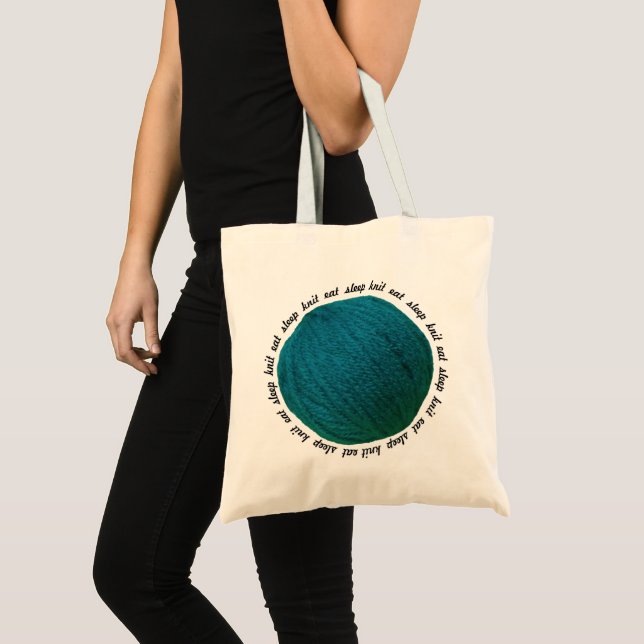 Tote Bag Manger Sleep Knit Yarn Ball Artisanat Turquoise (Devant (produit))