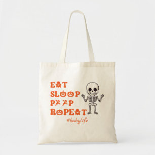 Tote Bag Manger Sleep Poop Répéter mignon Octobre Squelette