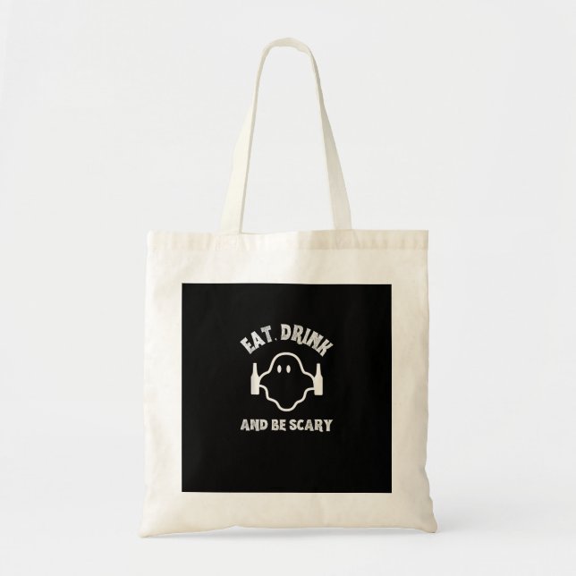 Tote Bag Mangez Boire Et Soyez Effrayant Halloween Fête Fan (Devant)