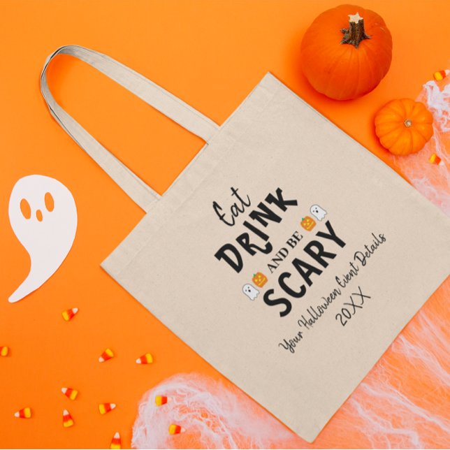 Tote Bag Mangez, buvez et soyez effrayant Halloween (Créateur téléchargé)