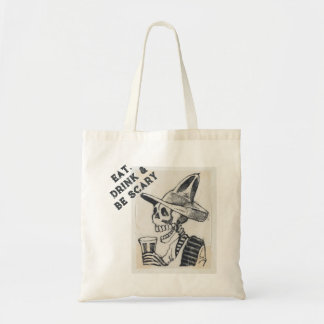 Tote Bag Mangez, buvez et soyez effrayant Squelette