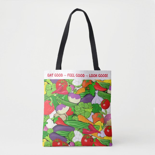 Tote Bag Mangez des légumes colorés sains (Devant)