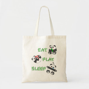 Tote Bag Mangez Jouer Sleep Cute Baby Panda Vie Confortable