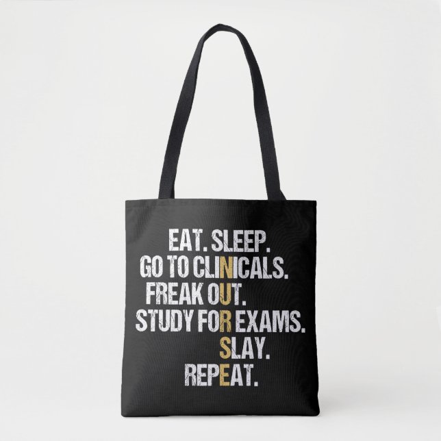 Tote Bag Mangez le sommeil Aller aux cliniques Funny Nurse (Devant)