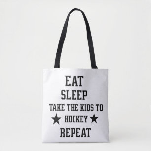 Tote Bag Mangez le sommeil Prenez les enfants au hockey rép