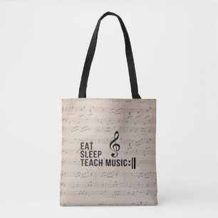 Tote Bag Mangez Sleep Teach Music Répéter Musique Humour