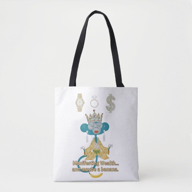 Tote Bag Manifesting Wealth Monkey zen art  (Devant)
