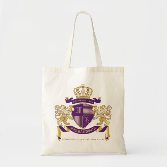 Tote Bag Manteau de bouclier d'or de lion d'emblème de (Devant)