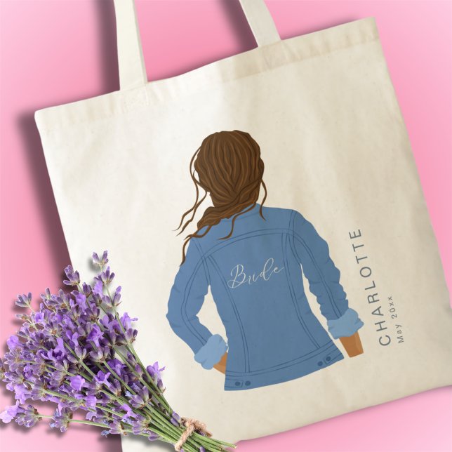 Tote Bag Manteau en denim dessiné à la main Cheveux bruns M (Créateur téléchargé)