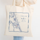 Tote Bag Manteo Caroline du Nord Élégant Mariage de la Mari<br><div class="desc">Bienvenue invités à votre Manteo, Caroline du Nord mariage avec notre marine personnalisée bleu Outer Banks carte sacs fourre-tout thématiques. Dotés du charme de l'île Roanoke, ils donnent un ton côtier. Idéal pour des salles comme Elizabethan Gardens, Roanoke Island Festival Park, Marshes Light, Tranquil House Inn, Island Farm ou Vista...</div>