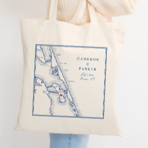 Tote Bag Manteo Caroline du Nord Élégant Mariage Naval de B
