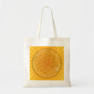 Tote Bag Mantra de Moola / Blume Des Lebens / BG radial jau