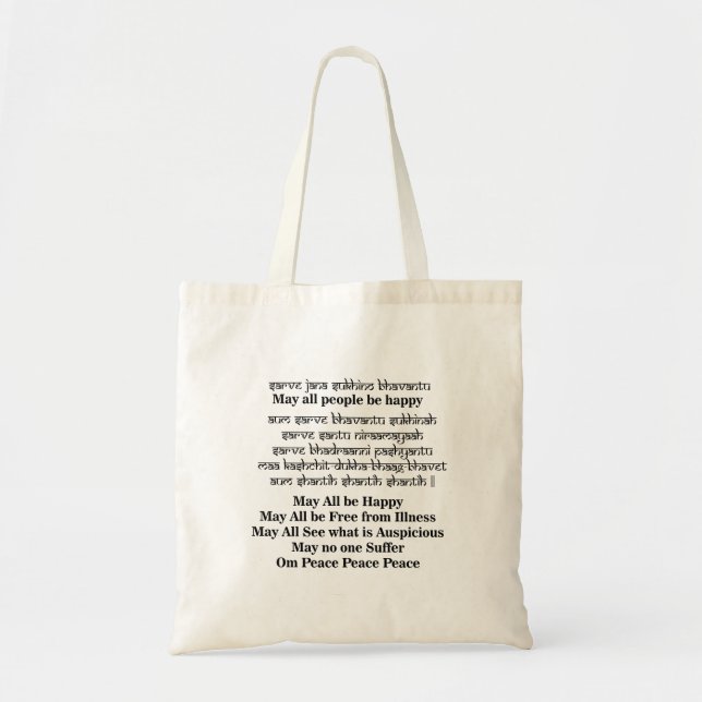 Tote Bag Mantra Sanskrit pour la paix (Devant)