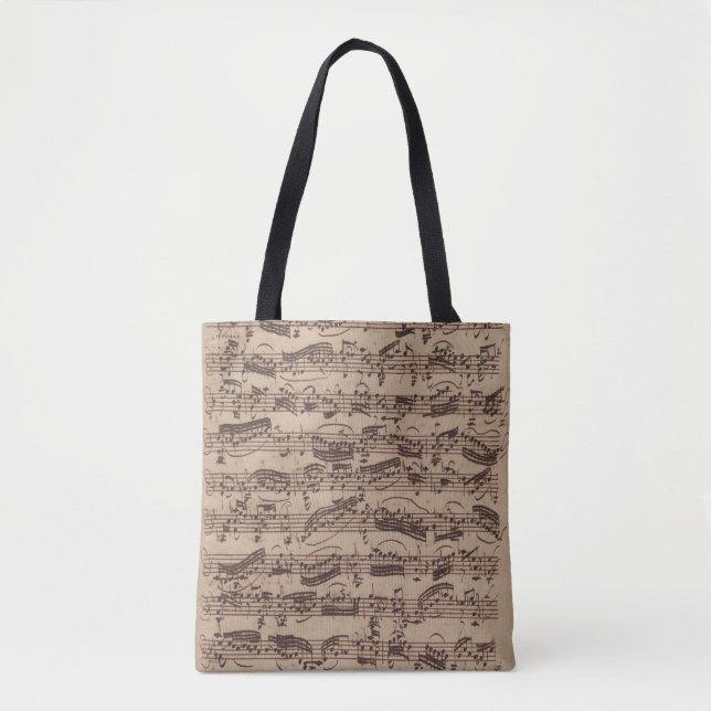 Tote Bag Manuscrit Bach Musique Feuille Antique (Devant)