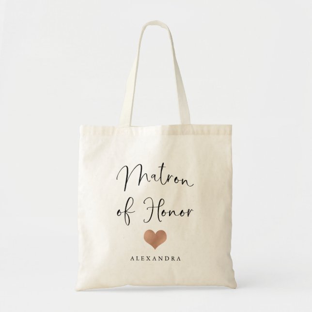 Tote Bag Manuscrit et coeur à la mode de dame de honneur | (Devant)