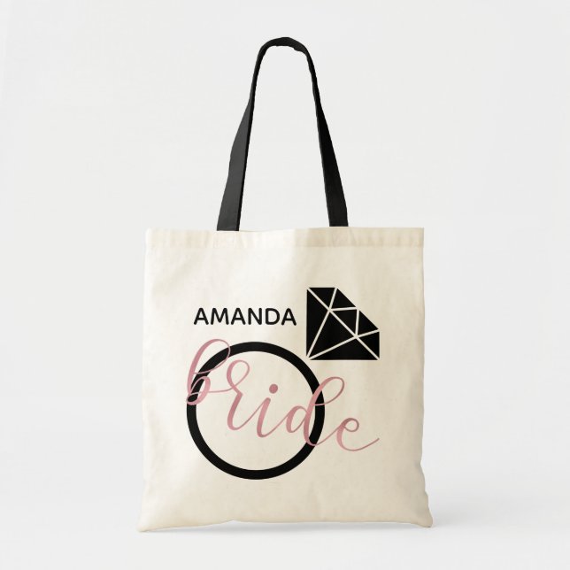 Tote Bag Manuscrit manuscrit de jeune mariée d'or rose (Devant)