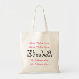 Tote Bag Manuscrit noir de meilleur rose nommé fait sur