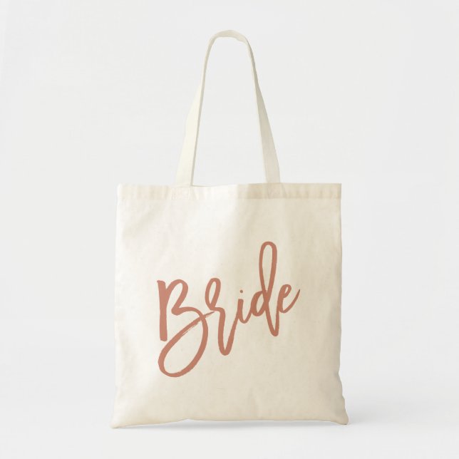 Tote Bag Manuscrit rose d'or de jeune mariée (Devant)