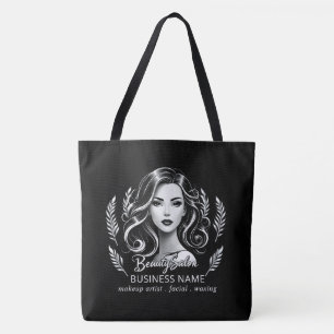 Tote Bag Maquillage Artiste Coiffure Stylo moderne Noir Bla