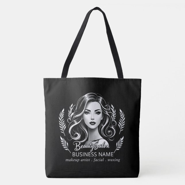 Tote Bag Maquillage Artiste Coiffure Stylo moderne Noir Bla (Devant)