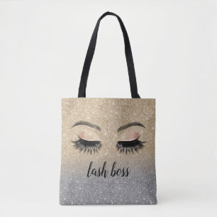 Tote Bag Maquillage Eyelash Artiste Lash Boss Chic Gold Par