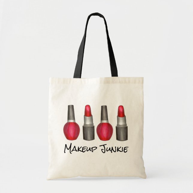 Tote Bag Maquillage Junkie Rouge Lipstick ongle polonais Be (Devant)
