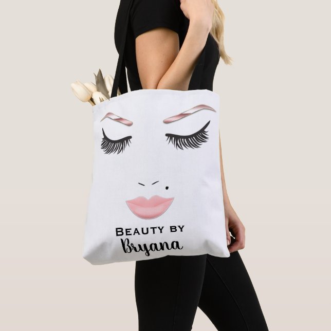 Tote Bag Maquillage Rose Gold Visage Sourcils Lèvres Beauté (De près)