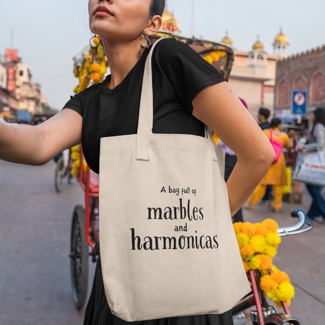Tote Bag Marbles & Harmonicas Quirky Music Lovers Cadeau (Shop now and carry your love for music and fun wherever you go!)