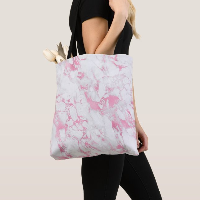 Tote Bag Marbre blanc rose (De près)