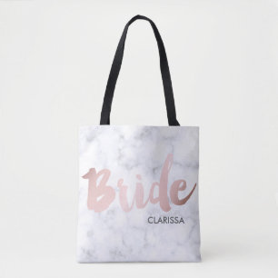 Tote Bag marbre blanc rose de "jeune mariée" d'or de faux