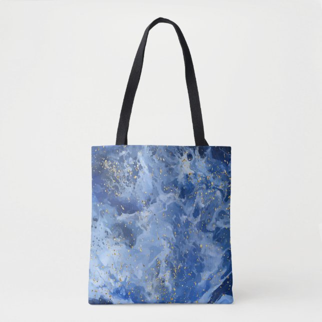 Tote Bag Marbre bleu et texture or (Devant)