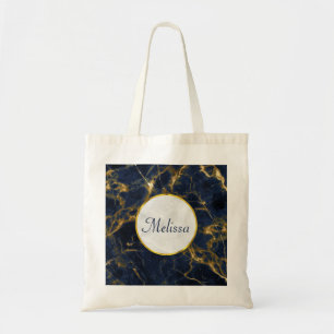Tote Bag Marbre bleu marine et or Marbre moderne élégant