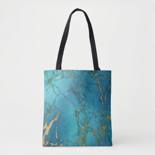 Tote Bag Marbre bleu turquoise Pierre Pierre Rock tendance  (Devant)