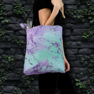 Tote Bag Marbre chic   Lavande violet et vert menthe
