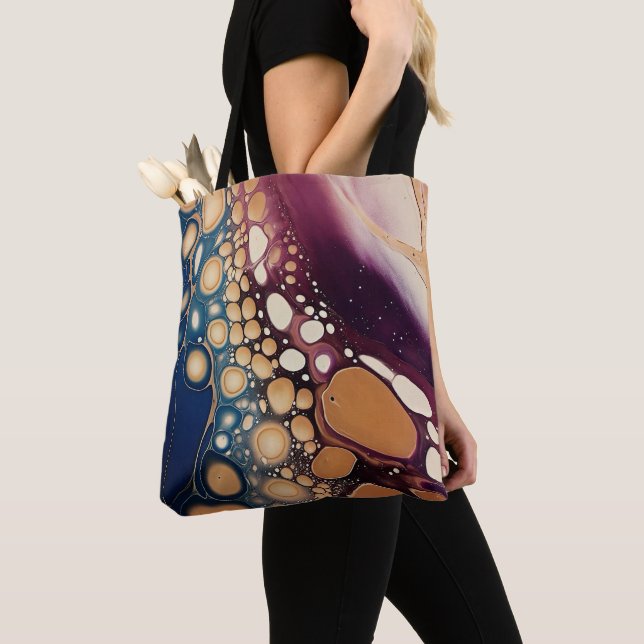 Tote Bag Marbre de Fluide Céleste en Or de Minuit (De près)