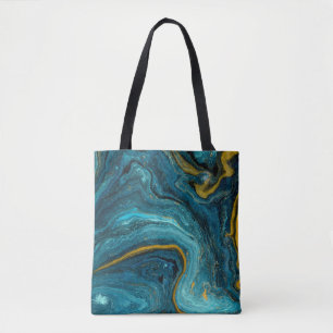 Tote Bag Marbre doré bleu moderne en marbre doré Art Abstra