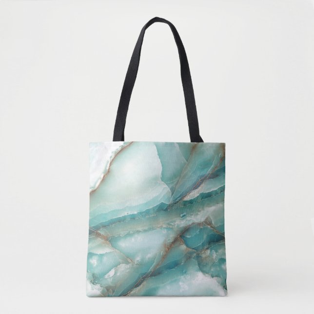 Tote Bag Marbre Multicolore : Onyx effet verre. (Devant)
