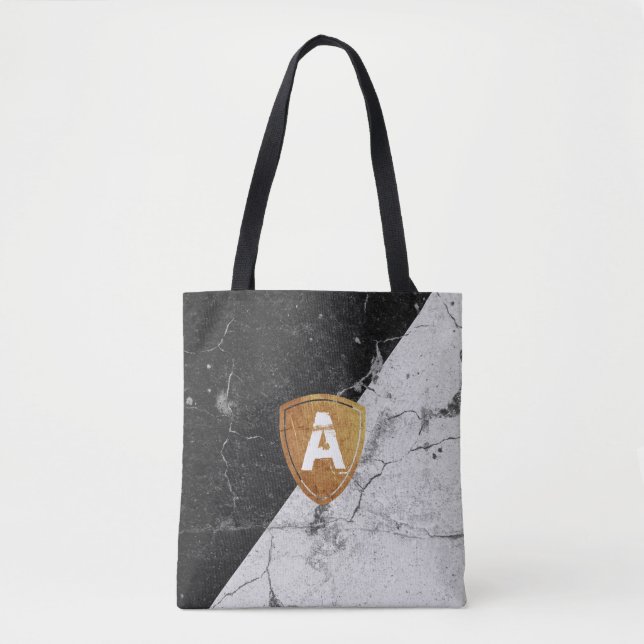 Tote Bag Marbre noir blanc avec Monogram Fourre-tout person (Devant)