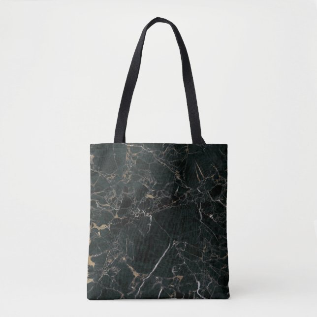 Tote Bag Marbre Noir Élégant : Fond Texturé (Devant)