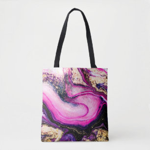 Tote Bag Marbre pourpre avec parties scintillant or