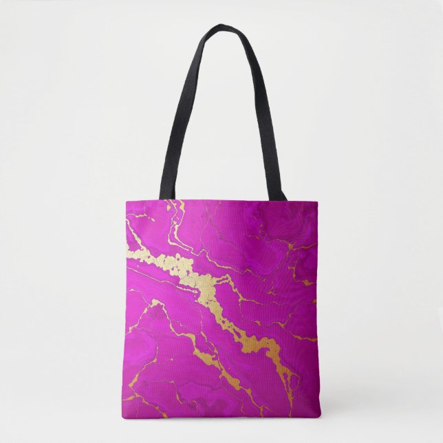Tote Bag Marbre rose et or glamour (Devant)