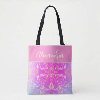 Tote Bag Marbre rose et or jolie fille