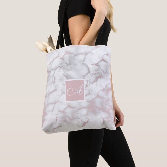Tote Bag Marbre Rose Gold Moderne Chic Tendance (De près)
