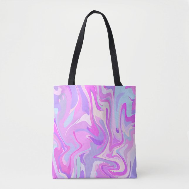 Tote Bag Marbré rose violet Turquoise (Devant)