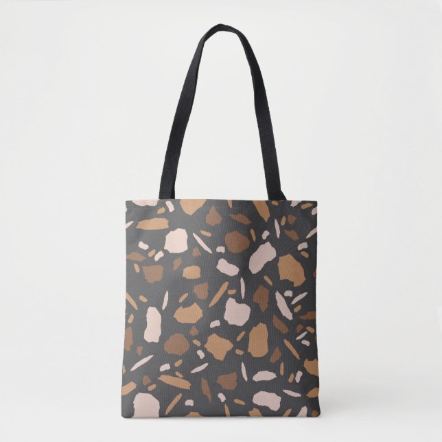 Tote Bag Marbre Terrazzo Brun, Beige,  Tan et Gris (Devant)
