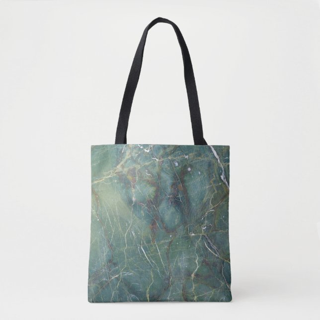 Tote Bag Marbre vert de Malachite Texture détaillée (Devant)