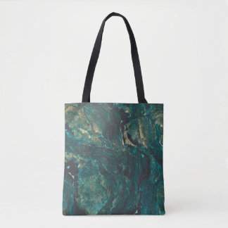 Tote Bag Marbre vert foncé : texture luxueuse.