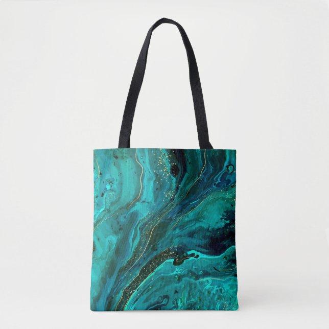 Tote Bag Marbre vert & Or : Texture luxueuse (Devant)