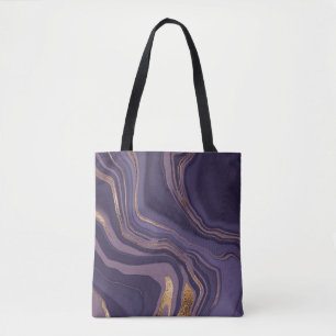 Tote Bag marbre violet Abstrait avec or